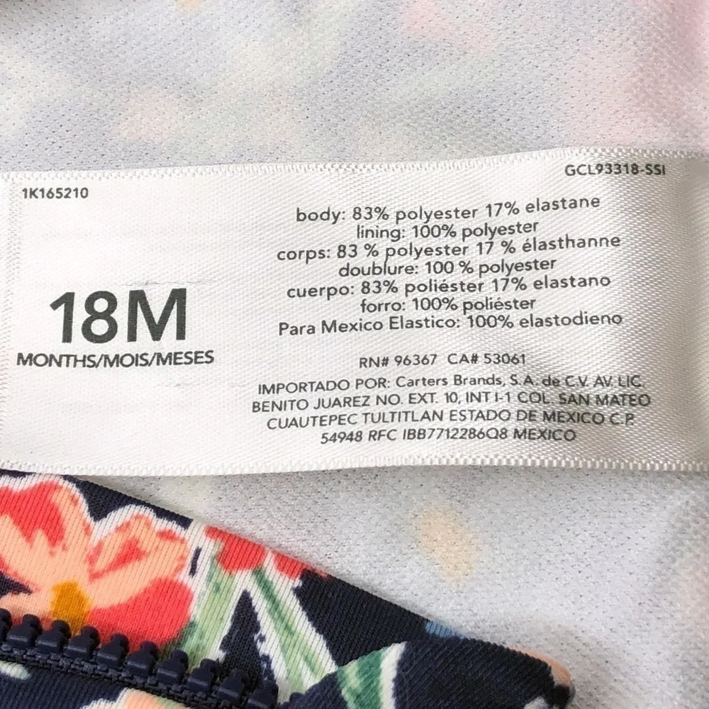 OshKosh Blue Floral Infant Long Sleeve One Piece Rashguard Size 18 Months